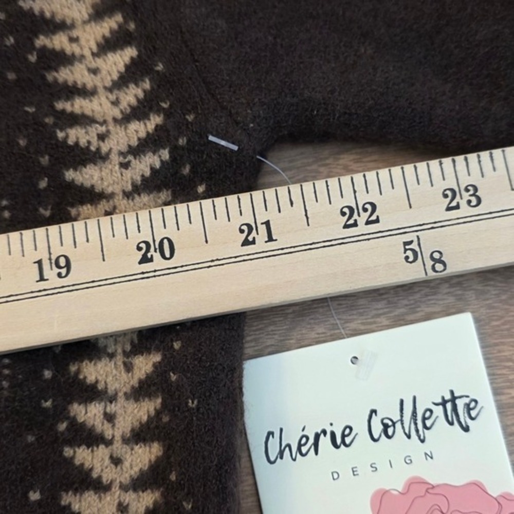 Chérie Collette Brown Floral Knit Sweater Women's Large Boho - Picture 6 of 12